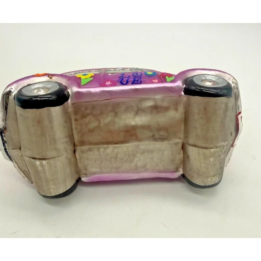 2000 Christopher Radko Volkswagen Pink Glass Love‎ Bug Christmas Ornament